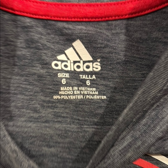 Adidas Boys Gray Soccer Shirt Size 6 - Picture 2 of 4